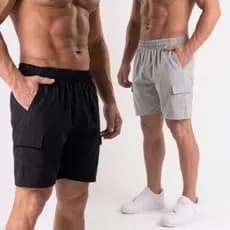 KIT COM 2 BERMUDA CARGO MASCULINA SHORTS TACTEL COM ELASTANO Streetwear Casual 4 Bolsos e Elastico na Cintura