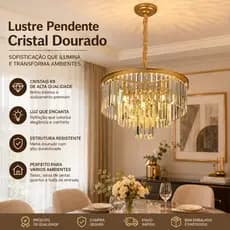 Pendente Lustre Ltr-011d E14 X 6 Dourado Para Salas E Quarto