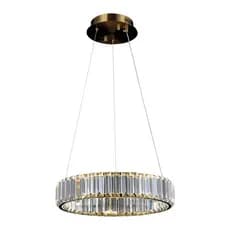 Lustre Pendente Nitrolux LTP-018 Dourado Led Bivolt CRISTAL