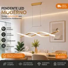 Luminária Pendente Led Ondas Moderno Dourado Curvas 3em1 Bivolt 30w LP-202D