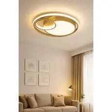 Plafon Redondo Dourado 43cm Led 44W 3 em 1 Bivolt