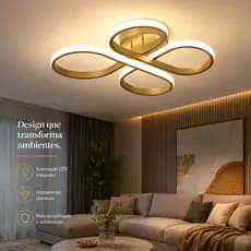 Luminária Plafon Led Moderno Trevo Sala Quarto 3 Em 1 40w Cor Dourado 110v/220v