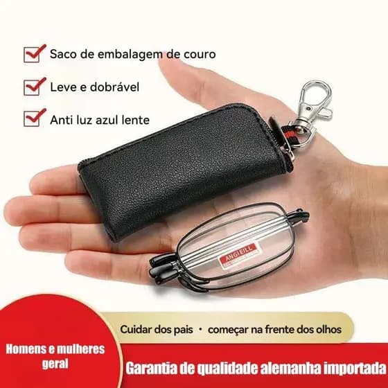 Chaveiro dobrável com armação de óculos anti-reflexo e leitura anti-fadiga e anti-radiação
