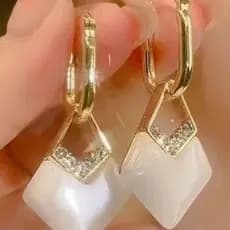 Brincos Geométricos Coreanos De Cristal Em Zircônio Para Mulheres De Gotas De Água Doce Opala Festa De Aniversário De