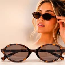 Óculos de Sol Vintage Leopardo Feminino Armação Aro Oval Luxo Moda Virginia Proteção UV400