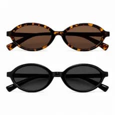 Kit 2 Óculos Sol Blogueira Oval Tendencia Tartaruga E Preto Moda Praia