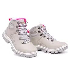 Bota Em Couro Feminina Para Trabalho com CA Palmilha Gel Coturno Confortável Promoção
