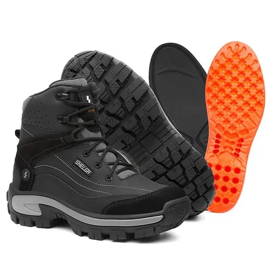 Bota Em Couro Coturno Masculina Adventure Palmilha Gel Trabalho Oferta