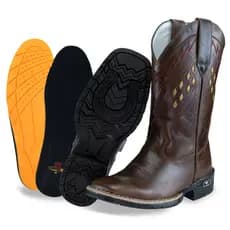 Bota Texana Feminina Masculina Country Couro Legítimo Detalhe Bordados Promoção