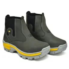 Botina Caterpillar Com Carteira Palmilha Gel Coturno Masculino Couro Nobuck Sola Tratorada Bico PVC