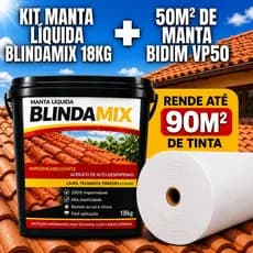 KIT Manta Líquida BlindaMix 18Kg + Bidim VP50 50m² - Laje Telhado Proteção Contra Infiltração