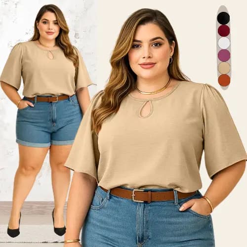 BLUSA FEMININA PLUS SIZE CASUAL ELEGANTE BLUSAS FEMININAS MODA EVANGELICA BLUSINHA FEMININO VERÃO DUNA ROUPA FRESQUINHA