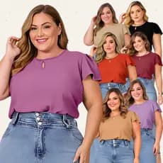 - BLUSA PLUS SIZE FEMININA BASICA CONNFORTÁVEL MODA EVANGELICA BLUSAS BLUSINHA FEMININO FEMININAS MODERNA CAMISETA VERÃO