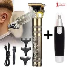KIT 2 Maquina cortar cabelo acabamento barbear barbeador eletrico pezinho vintage buda dragão t9