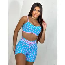 Conjunto Feminino Fitness Academia Top Short FITINHA ESTAMPAS Empina Bumbum Roupa de Malhar
