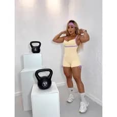 Macaquinho Feminino Fitness Academia BICOLOR Empina Bumbum Roupa de Malhar