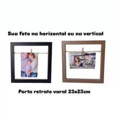 Porta retrato decorativo estilo varal sem vidro 23x23cm acompanha 1 mini pregador