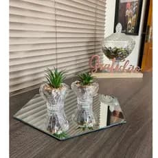 Bandeja Espelhada LUXO Lapidada Bisotada Retangular Quadrada Hexagonal Decoração Lavabo