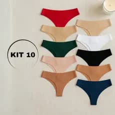 KIT 10 Calcinha Sem Costura Tanga Corte a Laser Não Marca Promoção Atacado