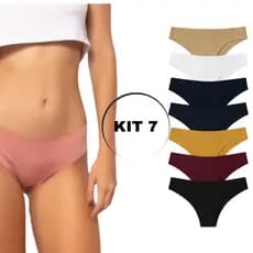 KIT 7 Calcinha Sem Costura Feminina Não Marca Tanga Laser Forro Algodão