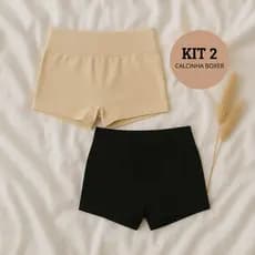 Kit 2 Calcinhas Boxer Feminina Sem Costura Cueca Poliamida Shortinho Segunda Pele Confortável