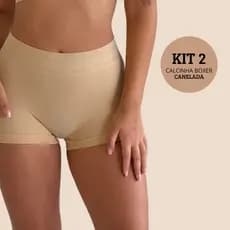 Kit 2 Calcinhas Boxer Canelada Shortinho Sem Costura Cueca Feminina Poliamida Importada Não Marca