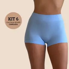 Kit 6 Calcinhas Boxer Canelada Shortinho Sem Costura Cueca Feminina Poliamida Importada