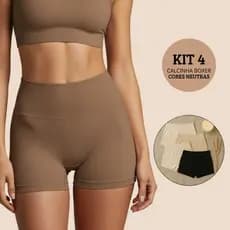 Kit 4 Calcinhas Boxer Feminina Sem Costura Cueca Poliamida Promoção Short Segunda Pele