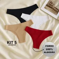 Kit 5 Calcinha Tanga Sem Costura Corte a Laser Invisível Não Marca Calsinha Conforto