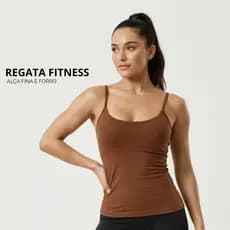 Regata Fitness Alça Fina Poliamida Slim Fit Top Feminino Básico Versátil Treino Academia Zero Transparência
