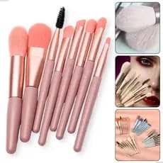 Kit Conjunto Portatil 08 Pincéis de Maquiagem Profissional