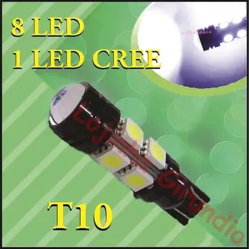 Lâmpada T10 W5W 12v Farolete Pingo Pingão - Super Led + 08 Led Iluminação 360º