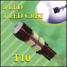 Lâmpada T10 W5W 12v Farolete Pingo Pingão - Super Led + 08 Led Iluminação 360º