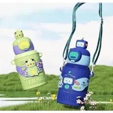 Garrafa Térmica Infantil 450ml com Capa e Acessórios