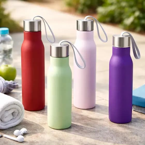 Garrafa de Plástico Portátil 600ml e 500ml com Tampa e Alça