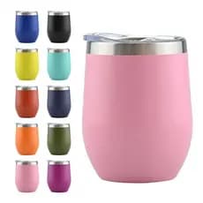 Copo Cuia Térmico 380ml de Aço Inox com Tampa – Estilo Cuia, Várias Cores Bebidas Geladas Quentes