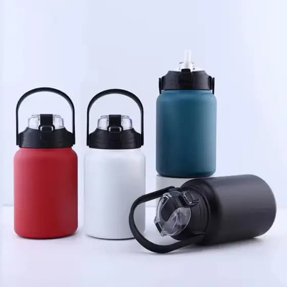 Garrafa Térmica 1100ml Aço Inox Galão Com Canudo e Alça Grande Capacidade