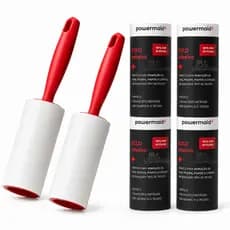 Kit 2 Rolos Adesivos + 4 Refil Tira Pelos Roupas Fiapos Limpa Plumas Sofá Prático 180 Folhas