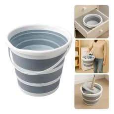 Balde Retrátil Flexível Powermaid Silicone Dobrável 10l Cinza