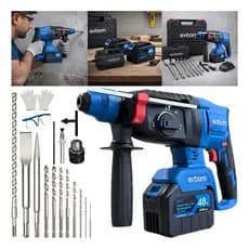 Martelete de impacto Rompedor Com 2 Baterias Perfurador Brushless 4 Em 1 Profissional Sem Fio