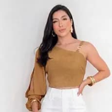 Cropped Strass Brilhante Nula Manga Moderno Festas Blogueira Natal Social LANÇAMENTO