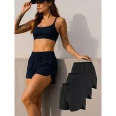 Kit 3 Shorts Femininos Tactel Praia Piscina Academia Corrida Fitness Secagem Rápida