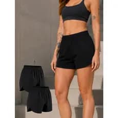 Kit 2 Shorts Femininos Tactel Cos Elastico Academia Praia Piscina Corrida Fitness Secagem Rapida Confortavel