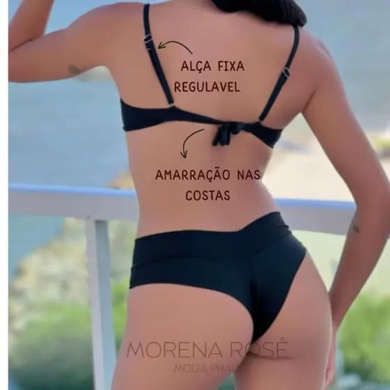 Biquíni Feminino Retro Meia Taça Aro Calcinha Fio Duplo Cintura Alta Bojo Removível Praia