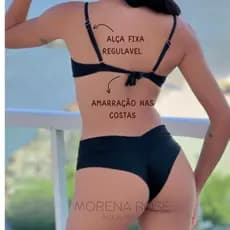 Biquíni Feminino Retro Meia Taça Aro Calcinha Fio Duplo Cintura Alta Bojo Removível Praia