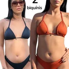Kit 2 Biquíni Feminino Kit Duas Peças Biquini Cortininha c Bojo Suplex Moda Praia Verão