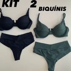 Kit Biquíni Feminino Retro Meia Taça c/Aro Calcinha Fio Duplo com Bojo Removível