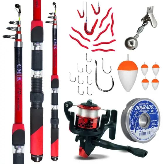 Kit Pesca - Vara, Molinete e Linha - Iniciantes Ótimo P/ Pesqueiro Rios Lagos