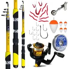 Kit Pesca - Vara, Molinete e Linha - Iniciantes Ótimo P/ Pesqueiro Rios Lagos