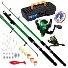 Kit Pescaria Vara de Pesca Telescópica Verde 1.65m e Kit de Acessórios